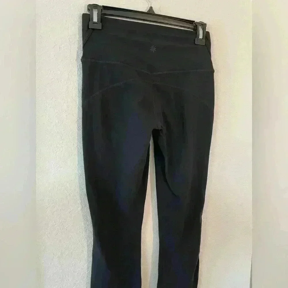 Athleta Black Salutation High Rise Capri Mesh Cutout Womens Size Small